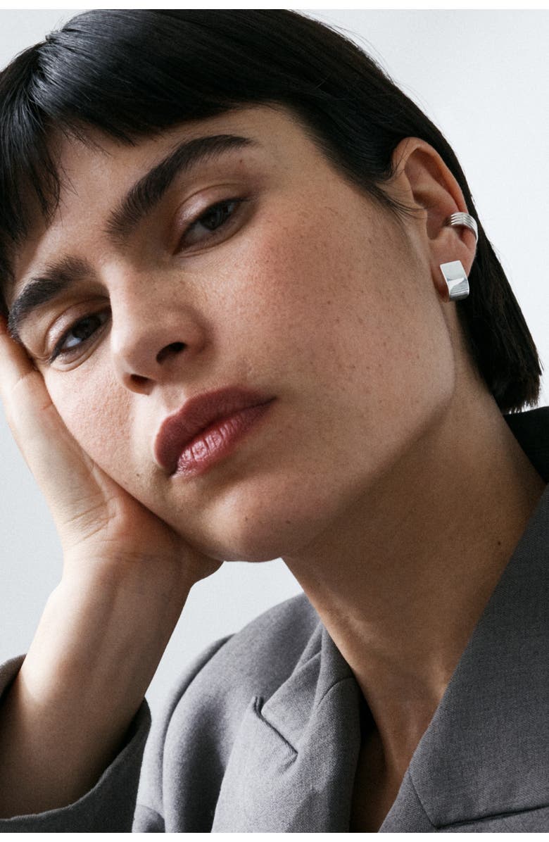 Otiumberg Sterling Silver Chunky Square Huggies, Alternate, color, Silver