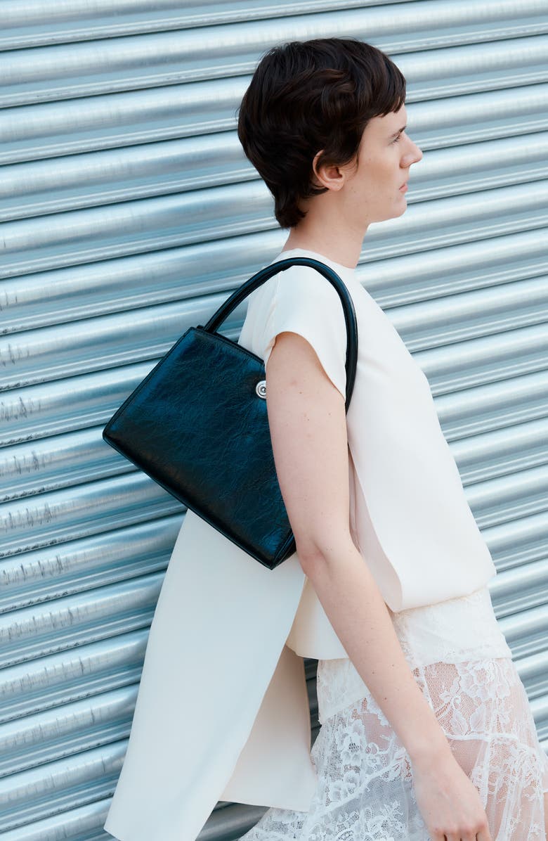 LIFFNER Pushlock Leather Shoulder Bag, Alternate, color, Black