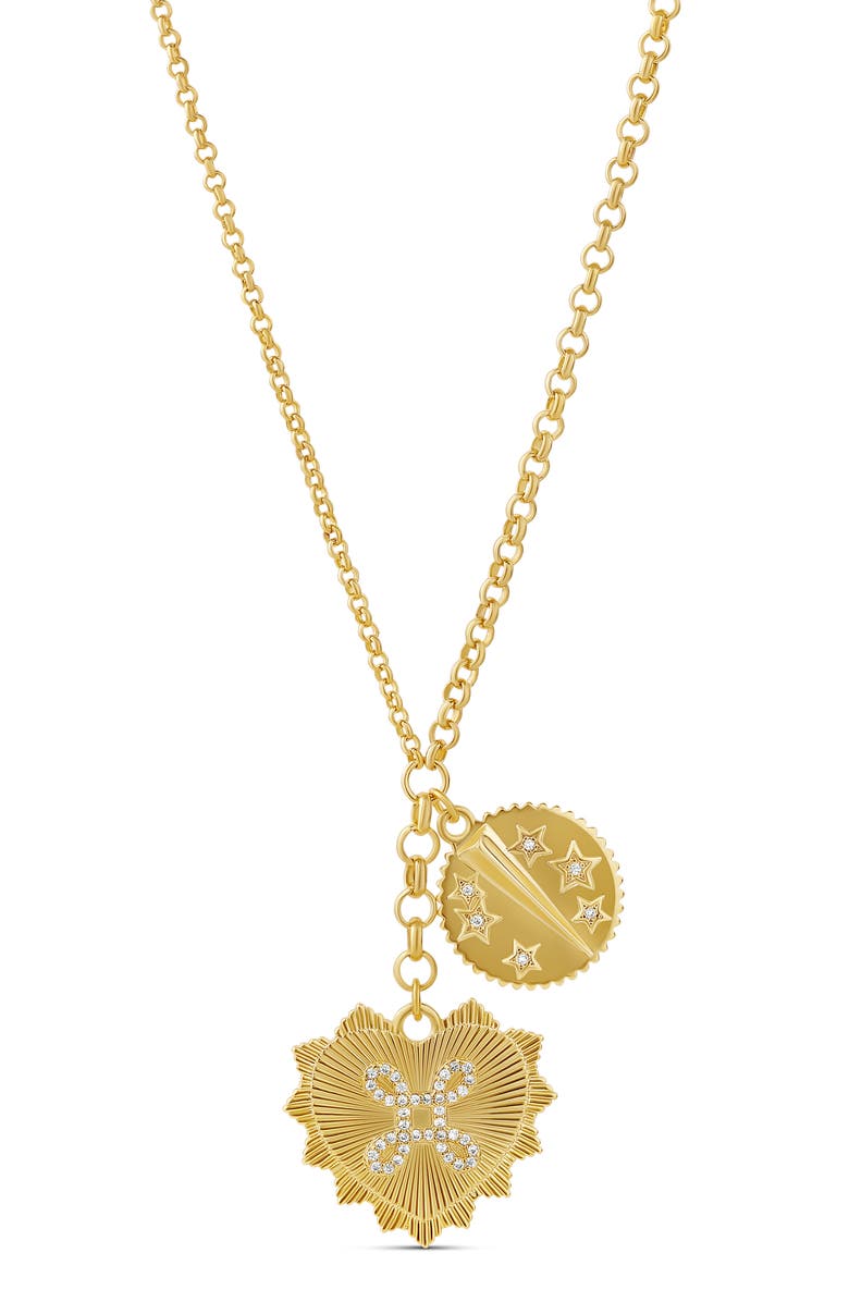 SHYMI Fluted Heart Charm Necklace, Main, color, Gold
