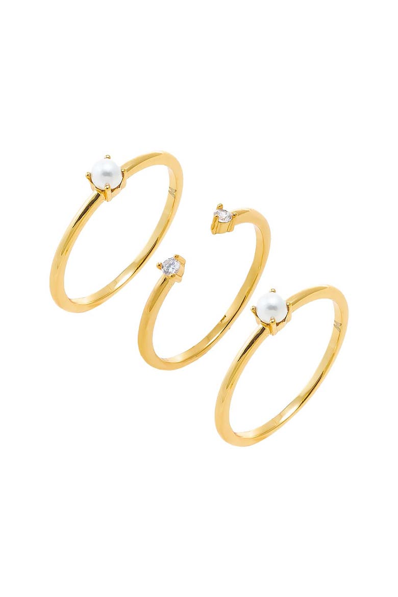 Pearl X CZ Triple Band Ring, Main, color, Gold
