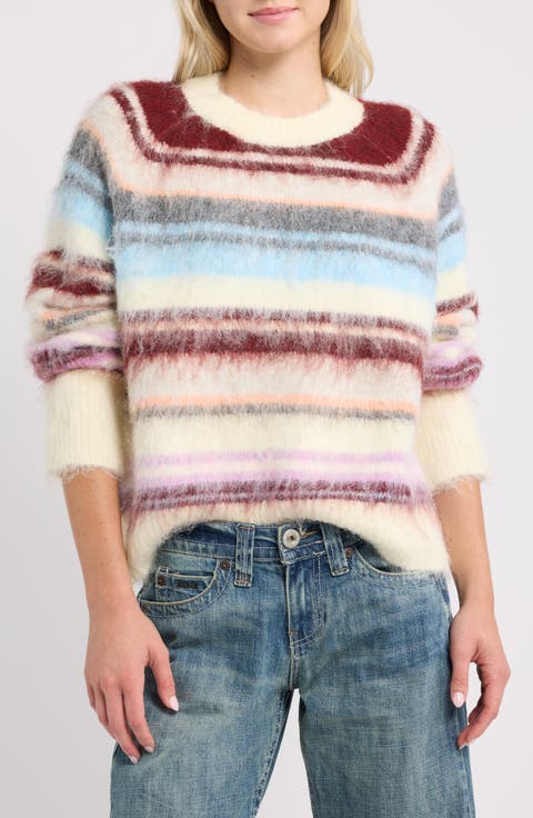 Stripe Brushed Crewneck Sweater