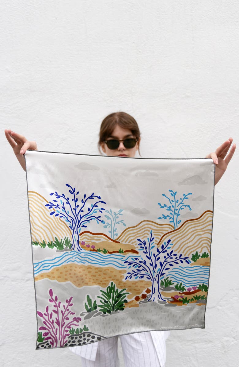 Jessie Zhao New York Silk Bandana Of After Sunset, Alternate, color, Grey