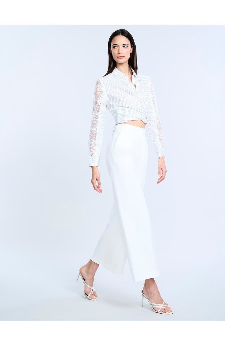 BCBGMAXAZRIA High Waist Cropped Pant, Alternate, color, Chalk