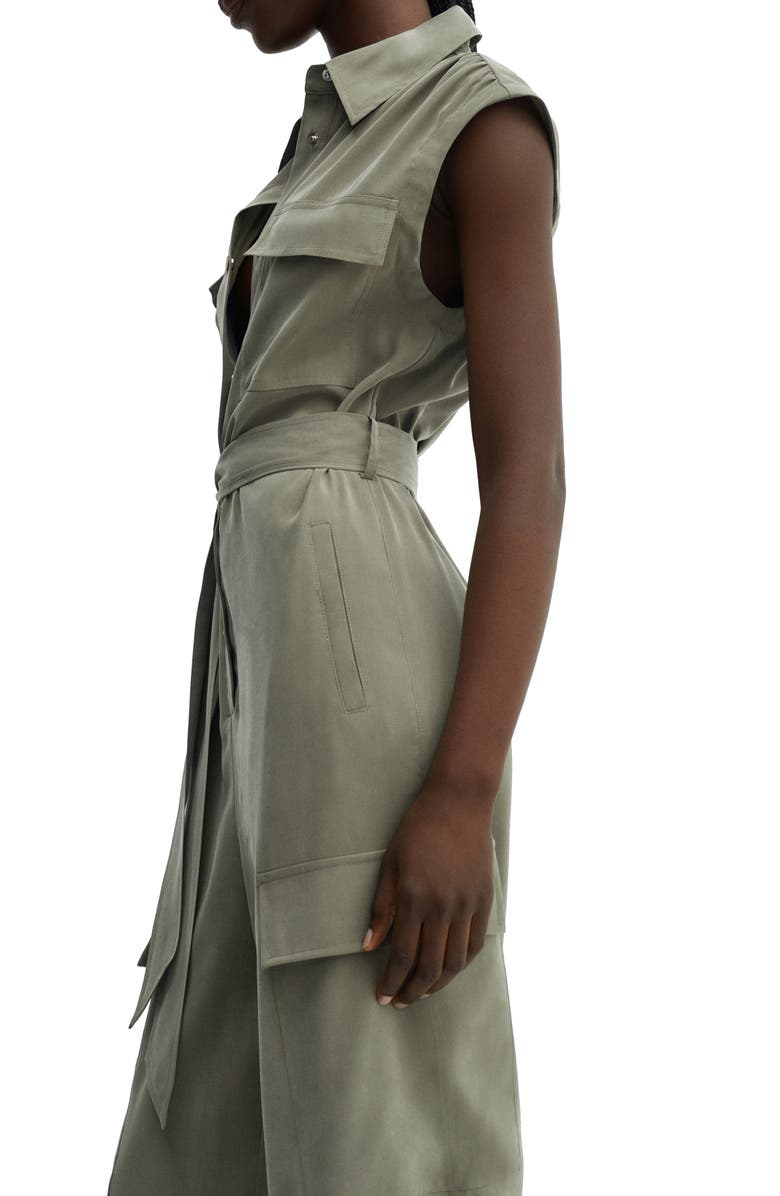 MANGO Sleeveless Cargo Jumpsuit, Alternate, color, 