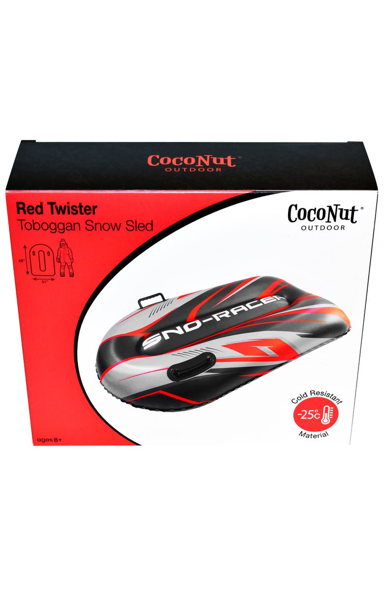 Coconut Outdoor Red Twister Snow Sled, 48x31", Inflatable, 200lb Cap, Ages 8+, Alternate, color, Multicolored