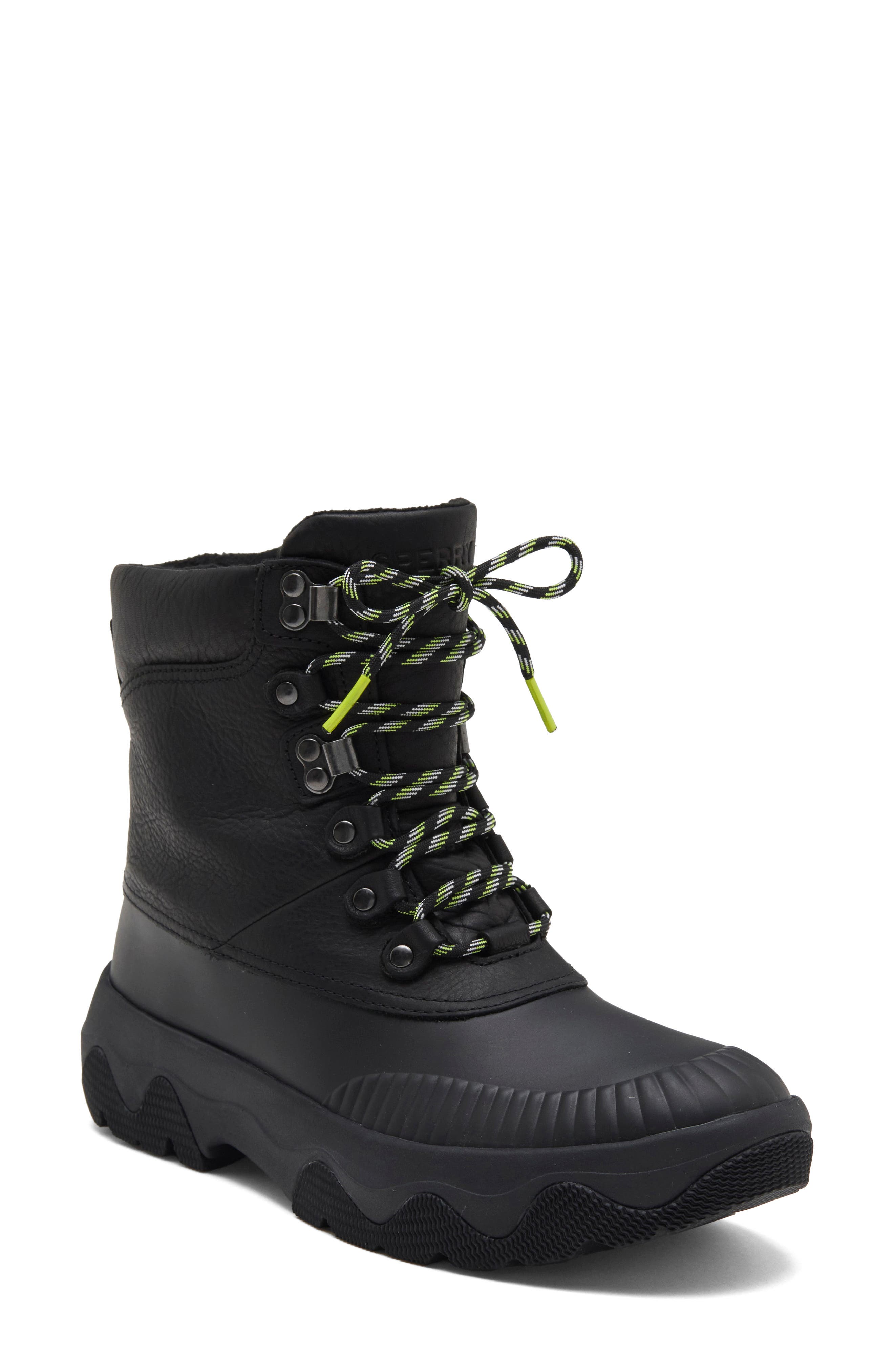 Acadia Leather Boot, Main, color, BLACK