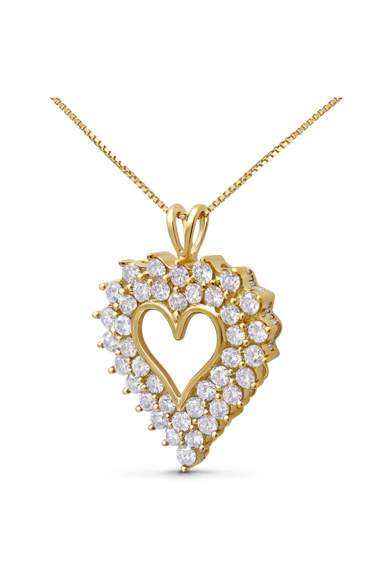 14K Yellow Gold Plated Silver 4.0 Cttw Diamond Shadow Frame Heart Pendant Necklace, Alternate, color, Yellow