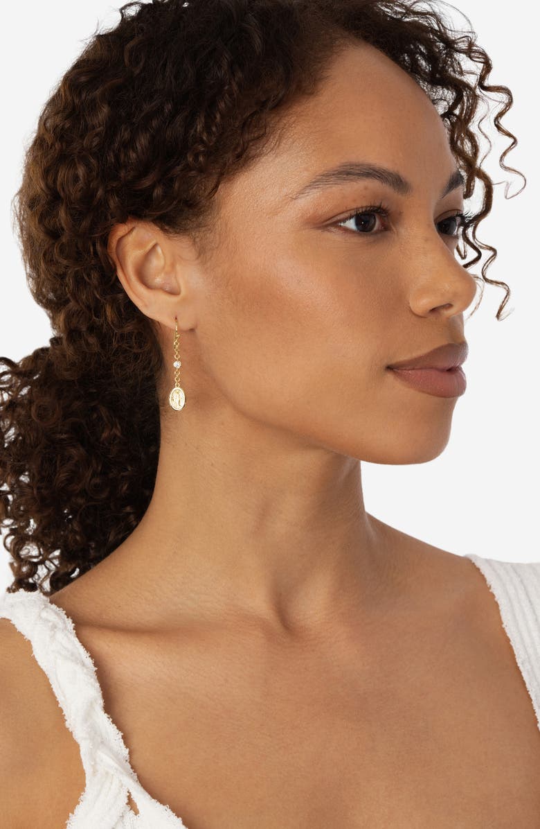ATHRA LUXE Virgin Mary Drop Earrings, Alternate, color, Gold
