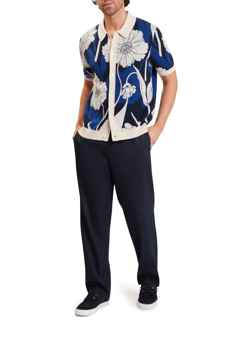 Aldery Floral Knit Button-Up Shirt, Alternate, color, BRT BLUE