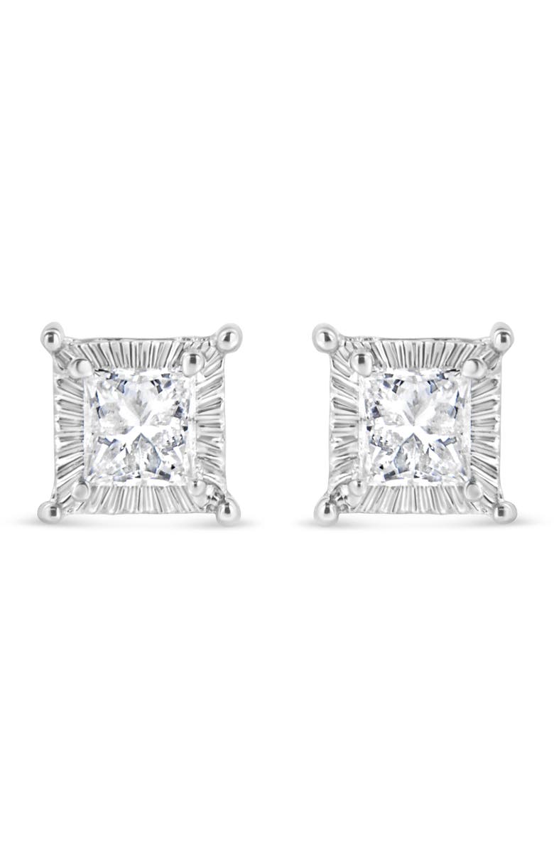 Haus of Brilliance Silver 1/2 Ct Princess Stud Earring, Main, color, White