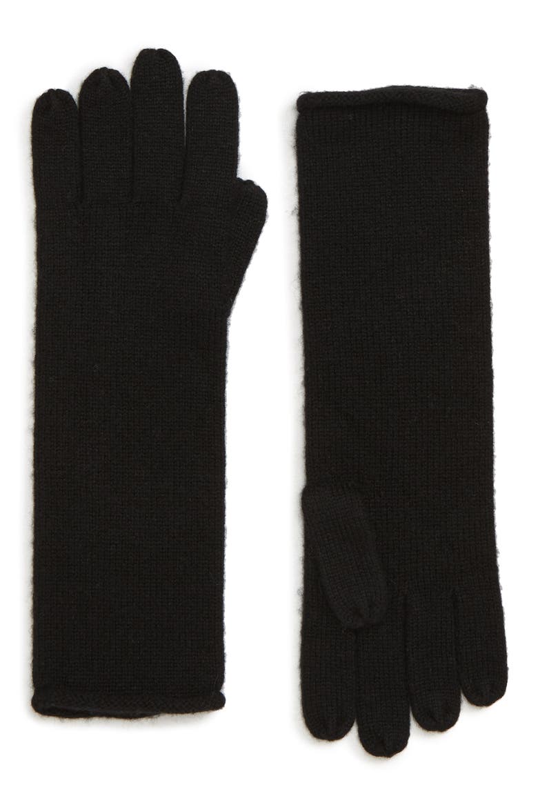 Rolled Edge Gloves, Main, color, BLACK