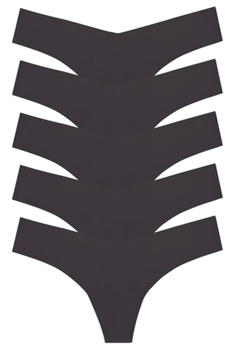 Classic Solid Thong 5-Pack, Main, color, BLACK