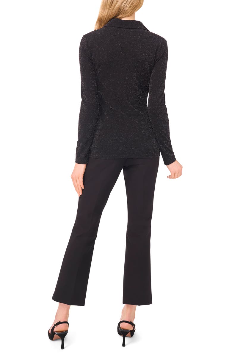 Ted Baker Jo Metallic Long Sleeve Polo, Alternate, color, Rich Black