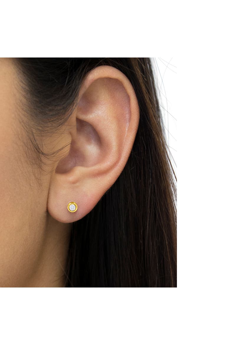 10K Gold 1/4 Ct Diamond Bezel Stud Earrings, Alternate, color, Yellow