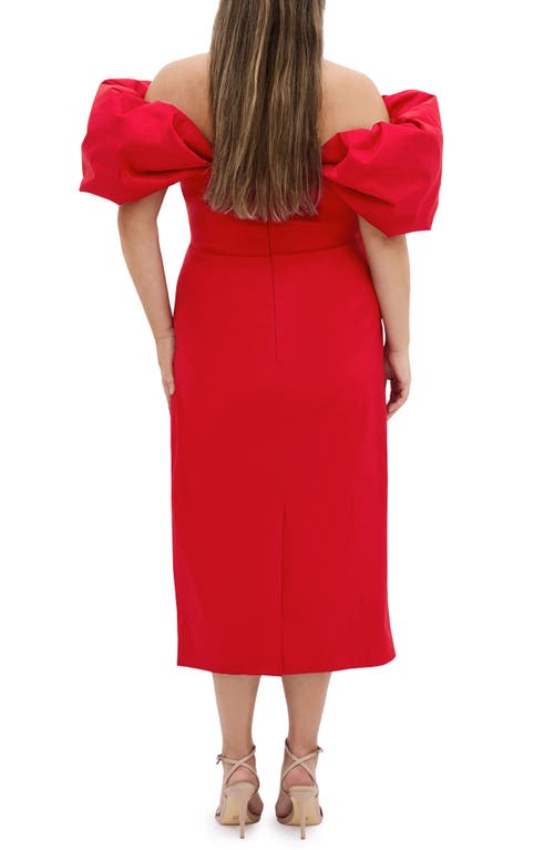 City Chic Elyse Puff Sleeve Sheath Dress