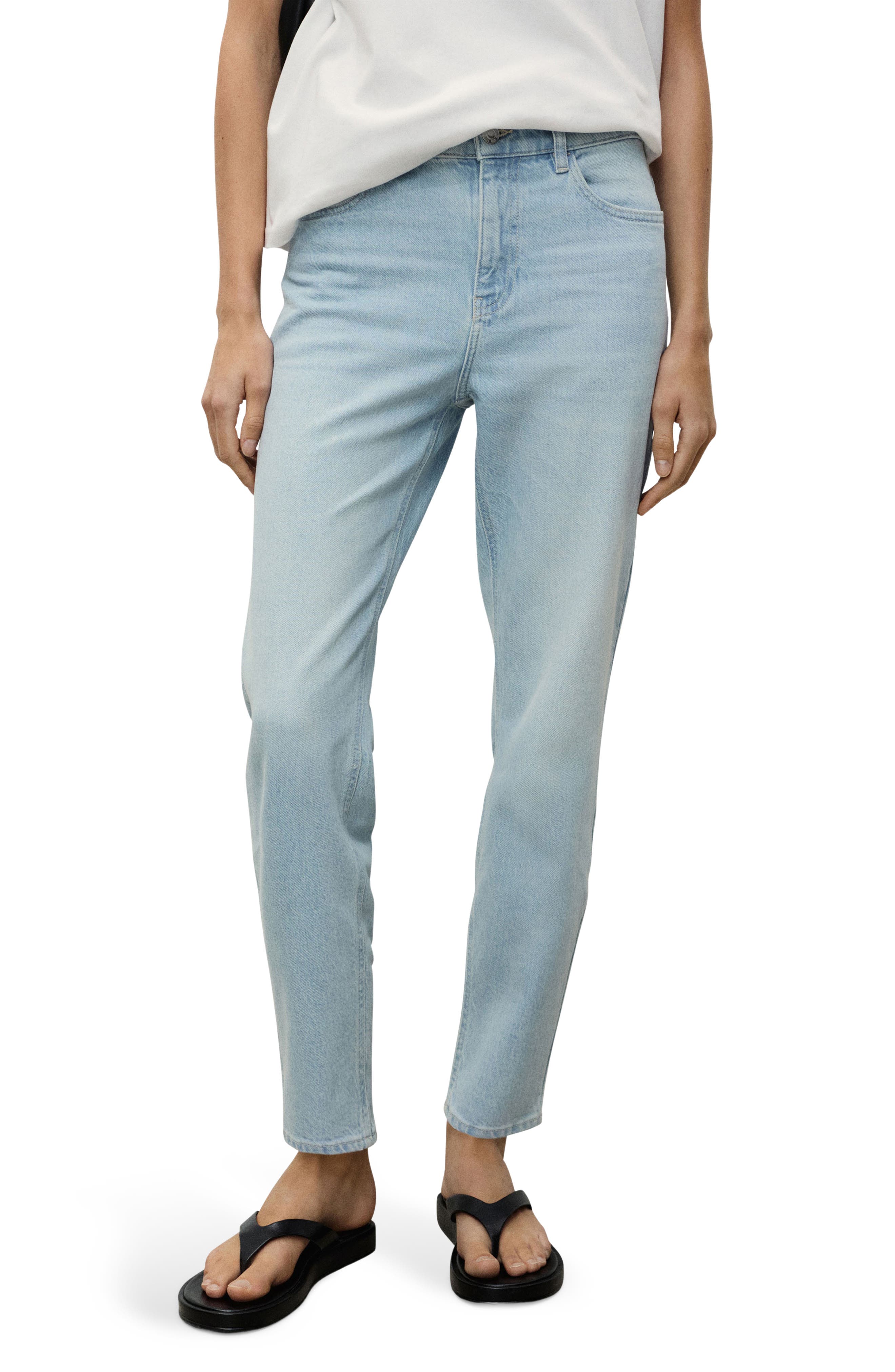 MANGO Comfort High Waist Straight Leg Jeans
