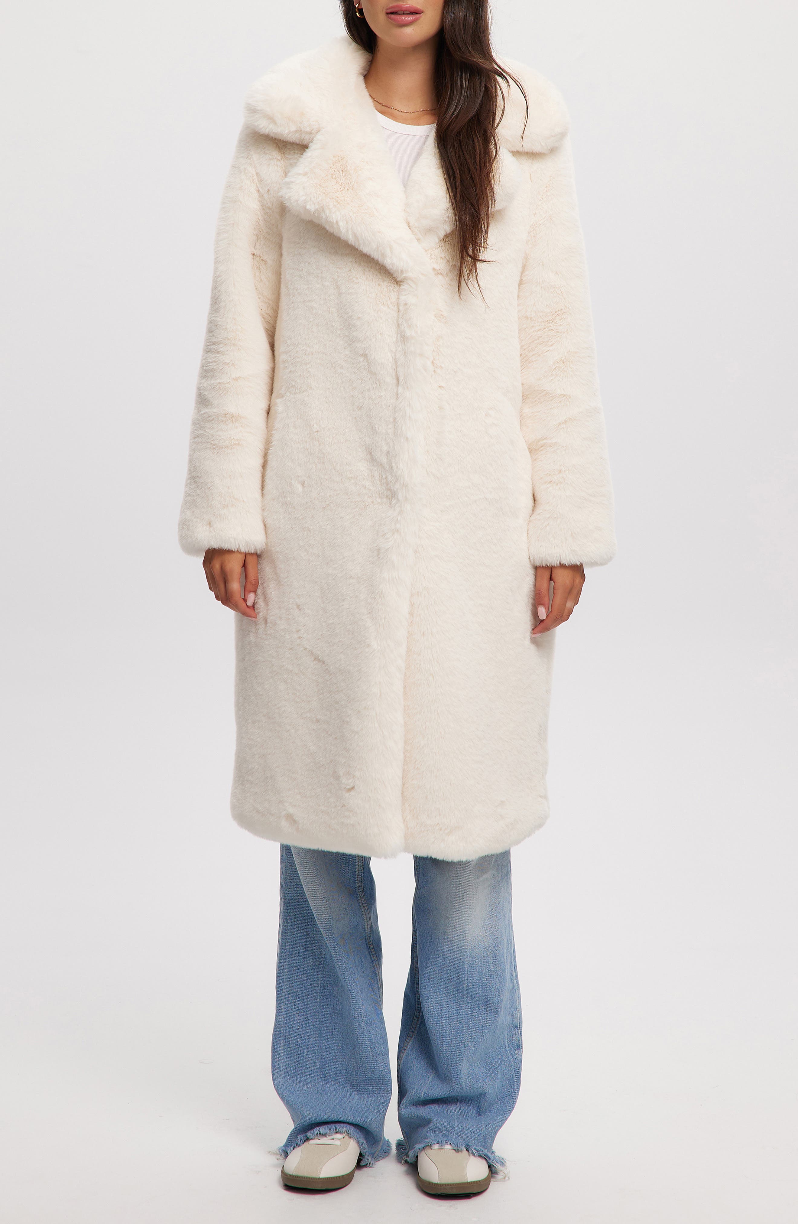 Noize Savannah Faux Fur Longline Coat