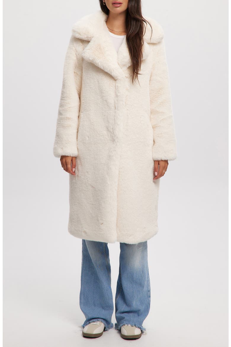 Savannah Faux Fur Longline Coat, Main, color, IVORY