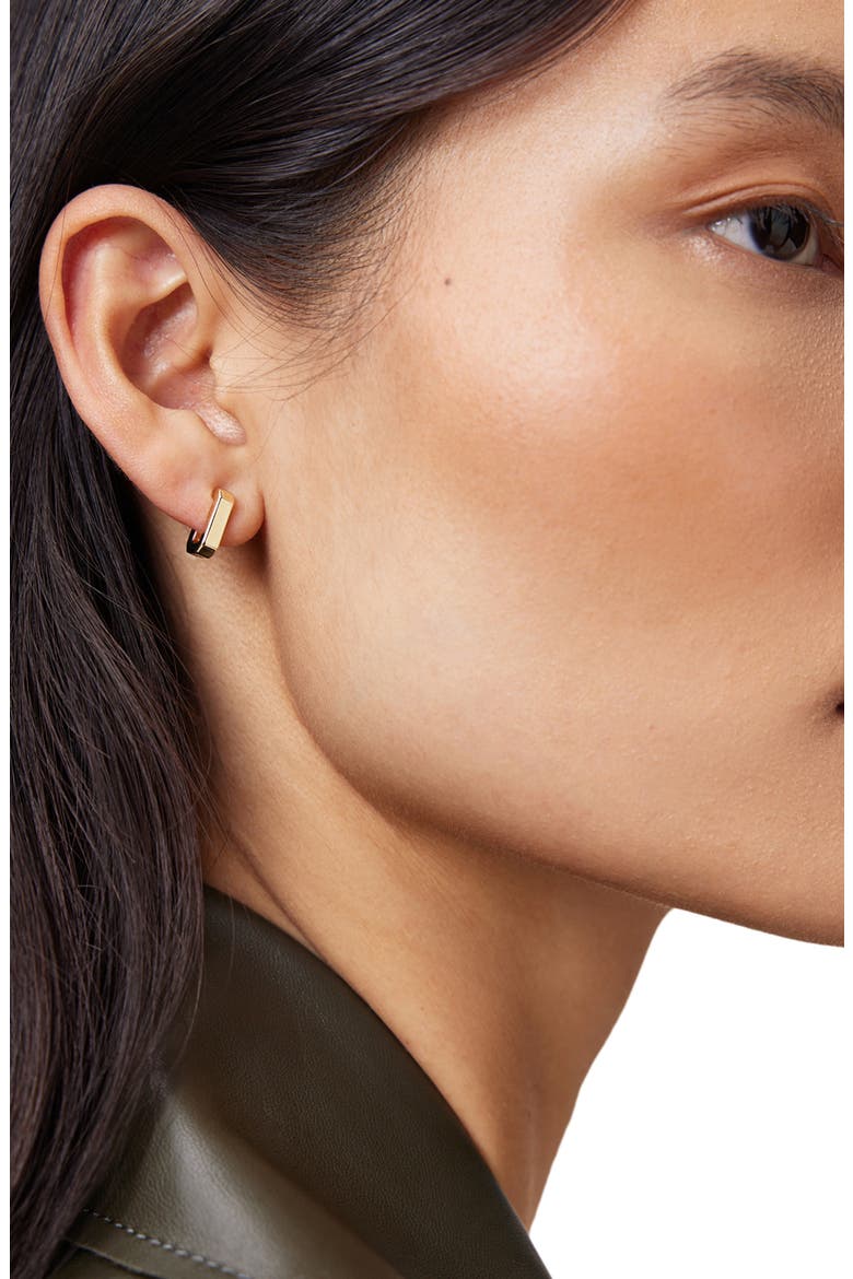 Set of 3 Hex Hoop Earrings, Alternate, color, GOLD/ RHODIUM