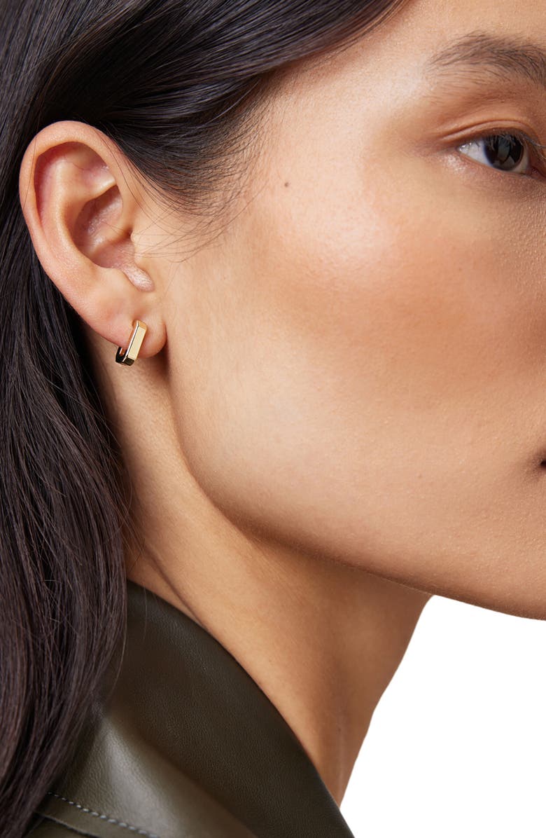 AllSaints Set of 3 Two-Tone Hex Huggie Hoop Earrings, Alternate, color, Two Tone