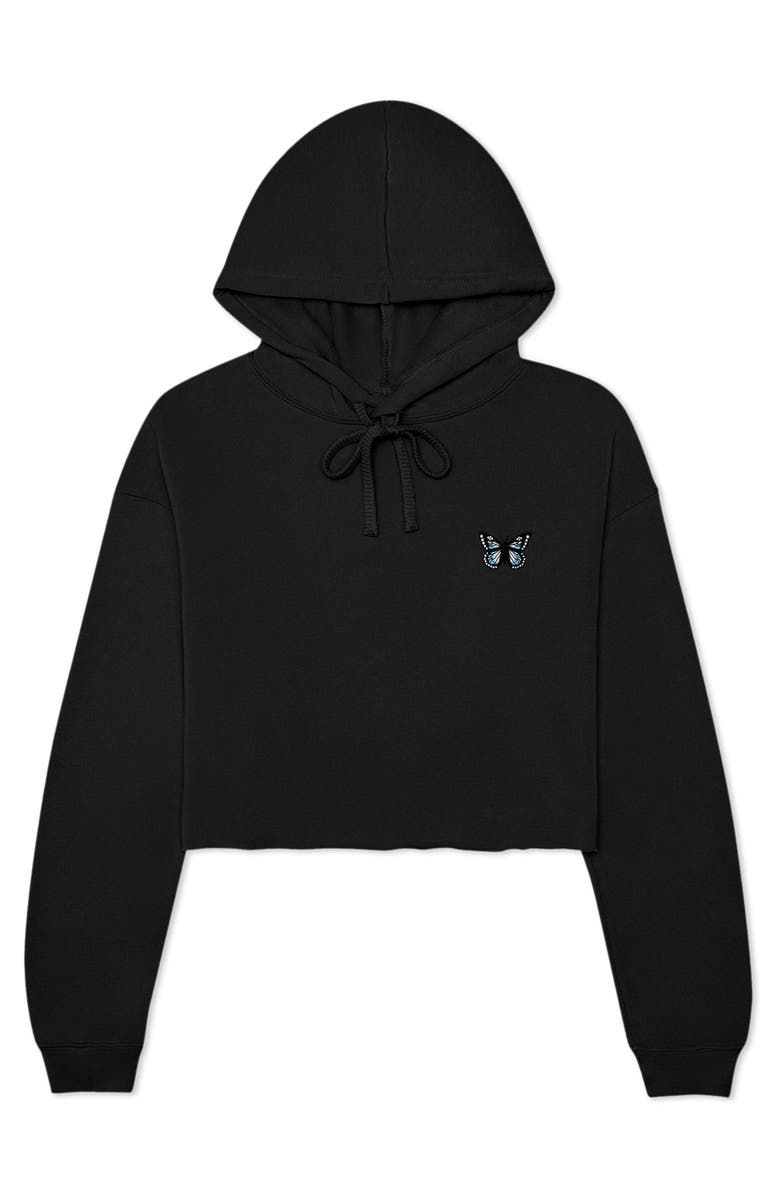 Dalix Butterfly Cropped Hoodie, Main, color, Black