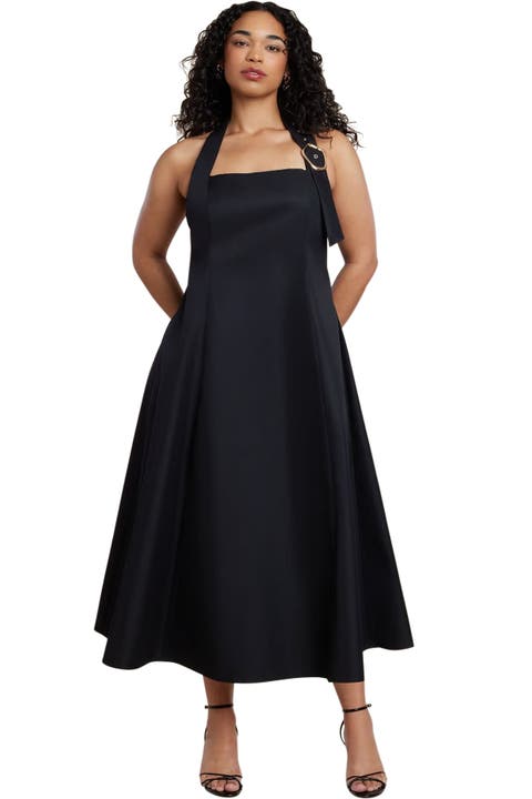 Buckle Neckline Maxi Dress (Plus)