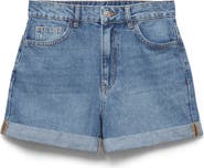 MANGO High Waist Denim Mom Shorts