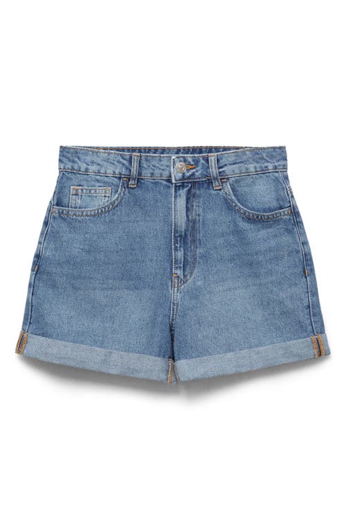 Mango High Waist Denim Mom Shorts In Blue