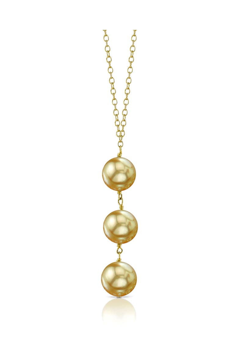 Golden South Sea Pearl Triple Drop Pearl Pendant, Main, color, Yellow Gold Chain