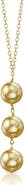 The Pearl Source Golden South Sea Pearl Triple Drop Pearl Pendant