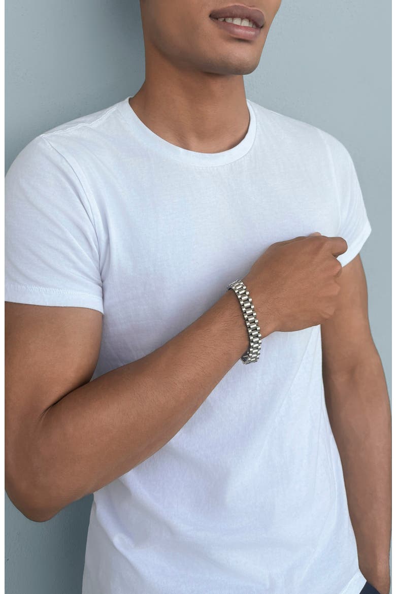 Men's Silver Plated Link Bracelet, Alternate, color, SILVER