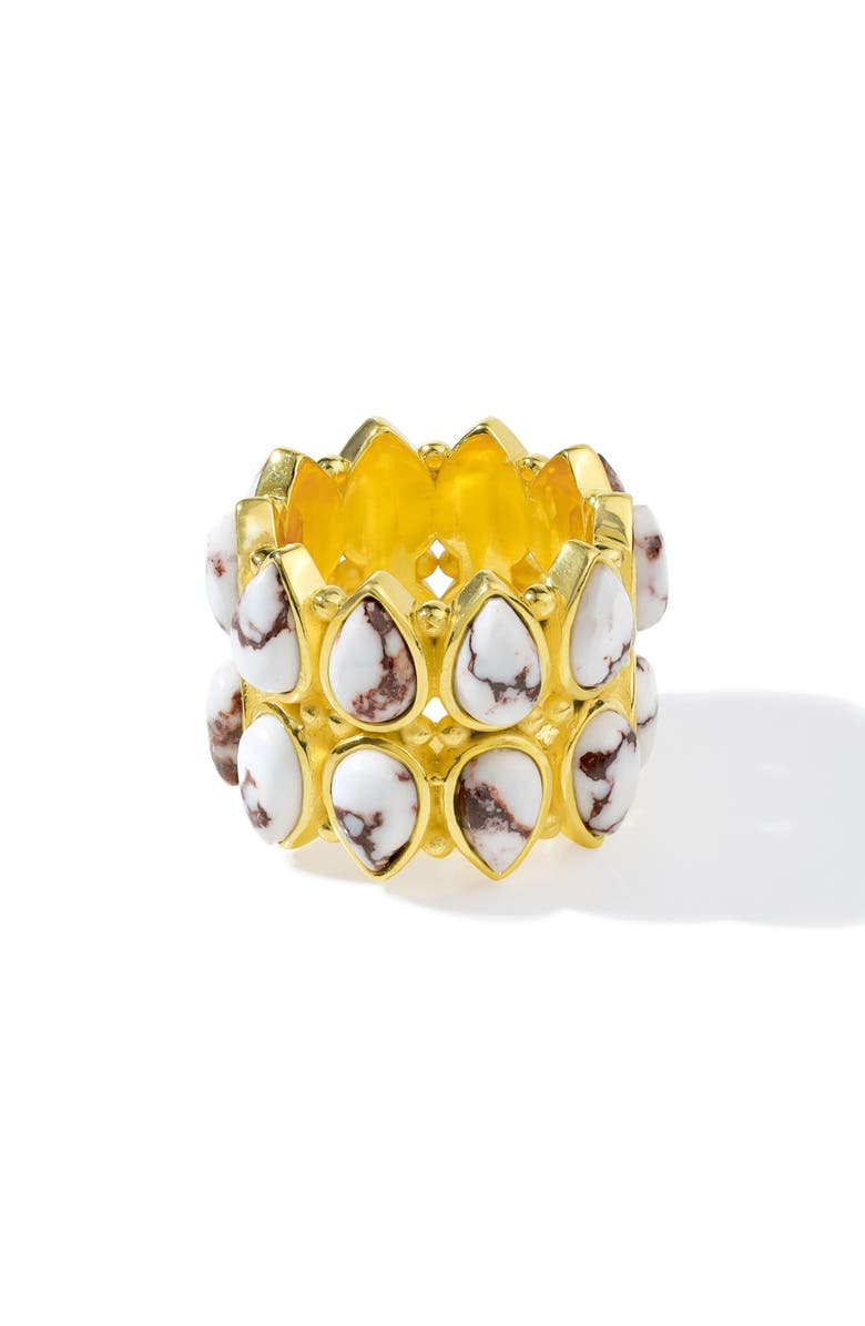 YS GEMS Wild Horse Layered Turquoise Ring, Alternate, color, White