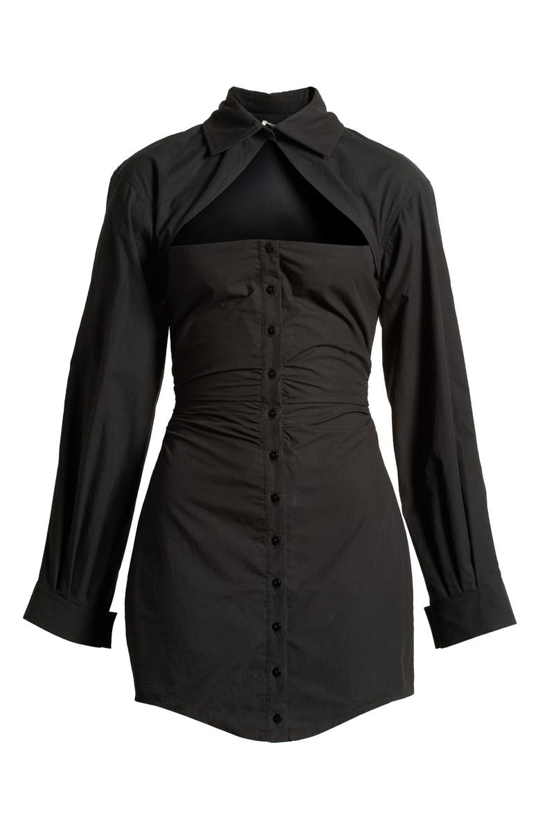 Mistress Rocks Cutout Ruched Long Sleeve Cotton Shirtdress, Alternate, color, 