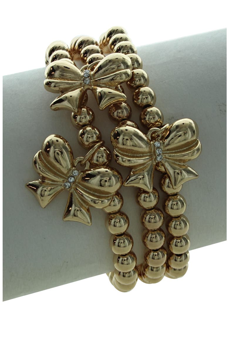 Stacked Bow Bracelets, Alternate, color, GOLD