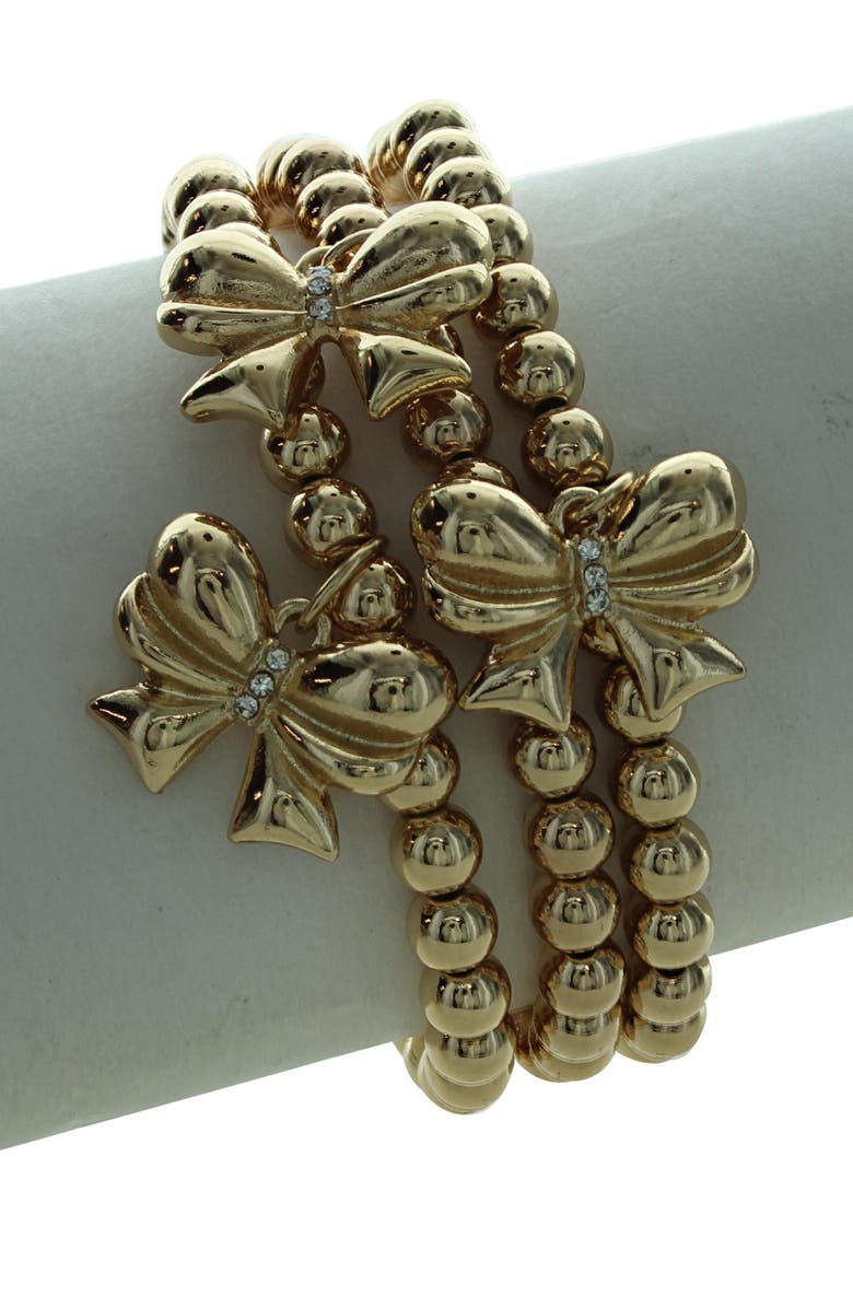 OLIVIA WELLES Stacked Bow Bracelets, Alternate, color, Gold