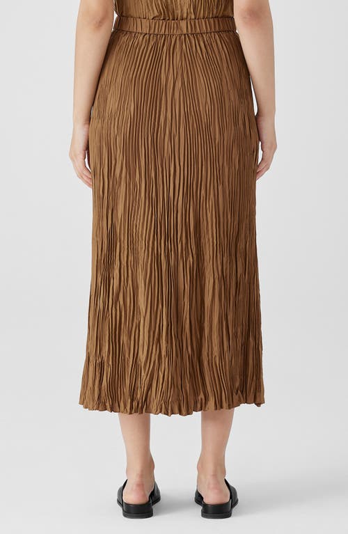Eileen Fisher Pleated Silk Midi Skirt In Bronze