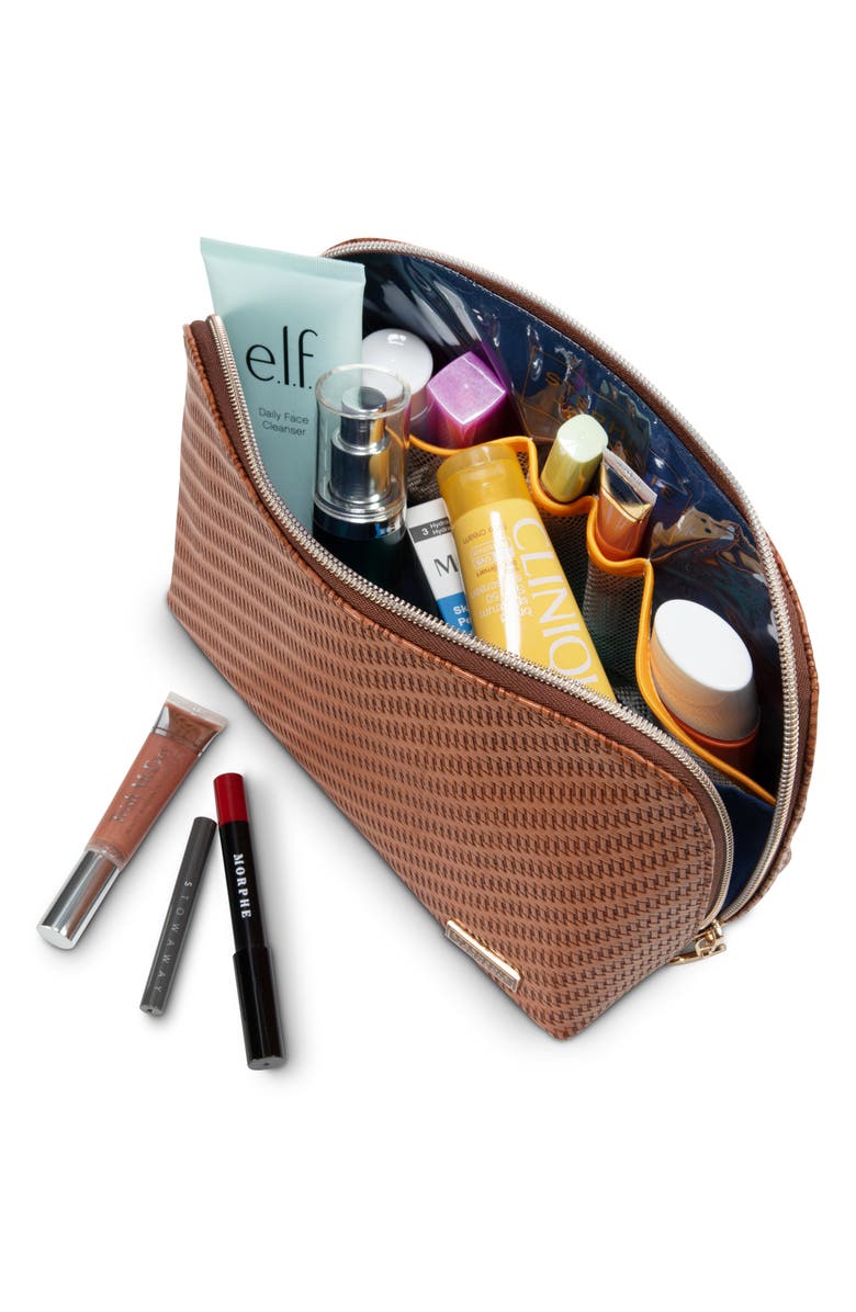 Stephanie Johnson Rosewood Cognac Lola Makeup Bag, Alternate, color, Cognac