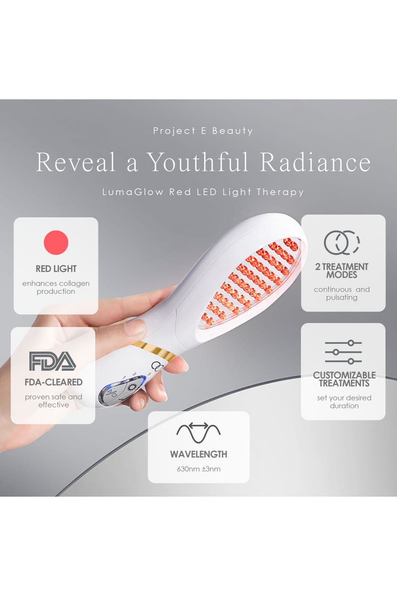 LumaGlow Red LED Light Therapy Wand, Alternate, color, White