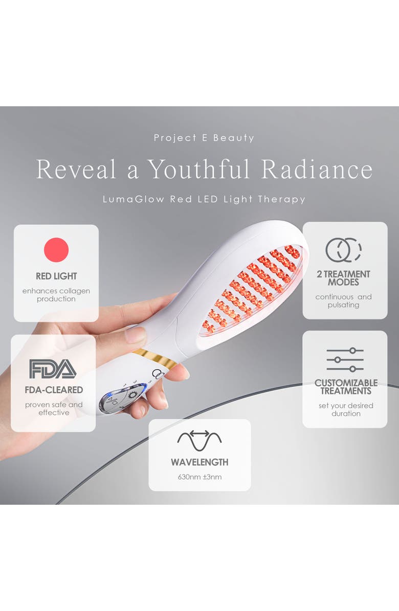 Project E Beauty LumaGlow Red LED Light Therapy Wand, Alternate, color, White