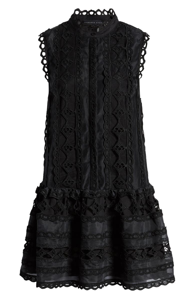 Endless Rose Sleeveless Lace A-Line Dress, Alternate, color, Black