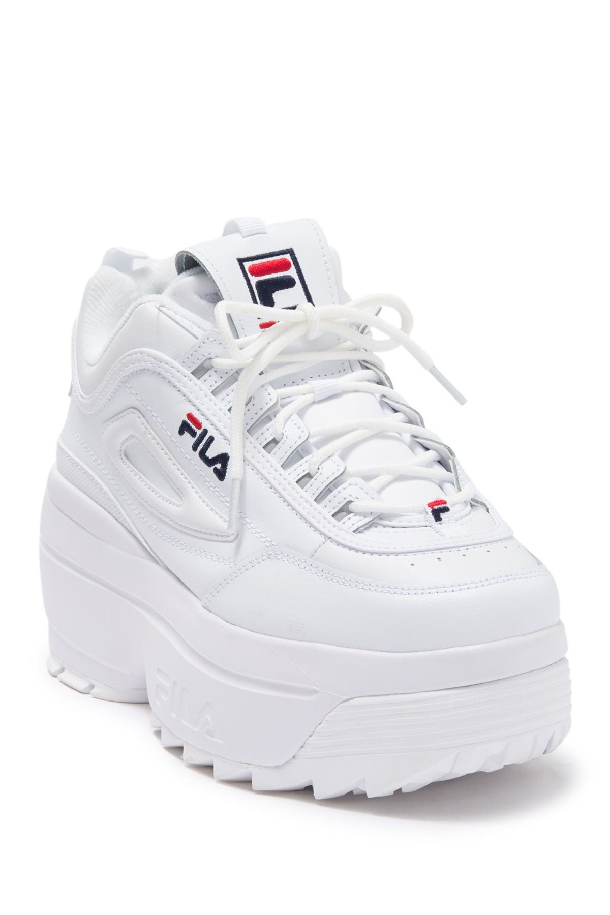 Disruptor II Wedge Sneaker, Main, color, WHITE/ NAVY/ RED