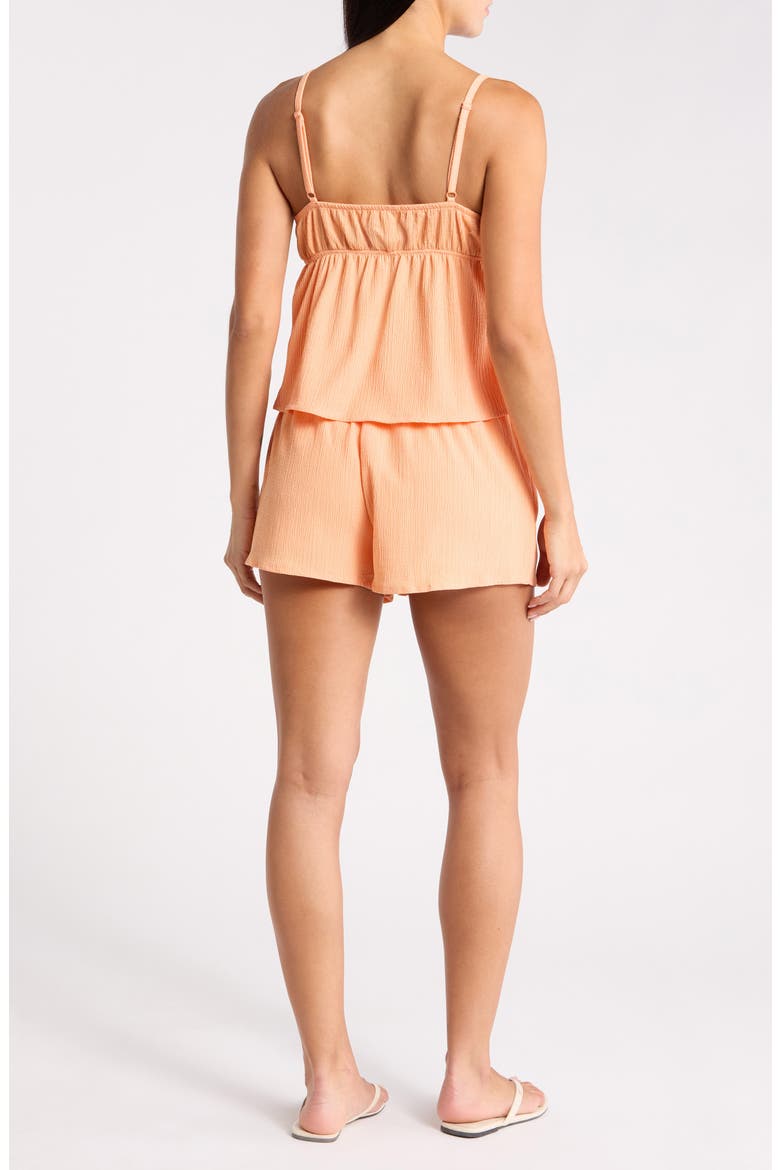 Button Front Top & Smocked Shorts 2-Piece Set, Alternate, color, PEACH COBBLER