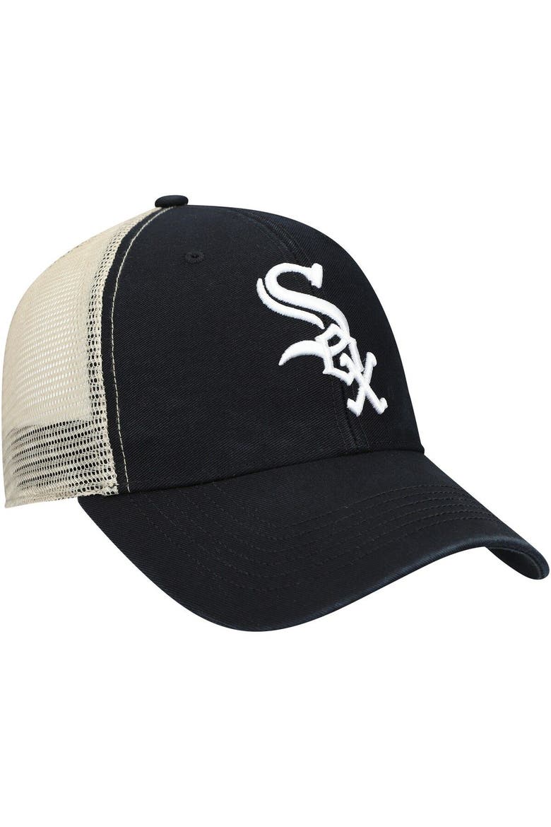 Men's '47 Black/Natural Chicago White Sox Flagship Washed MVP Trucker Snapback Hat, Alternate, color, Black