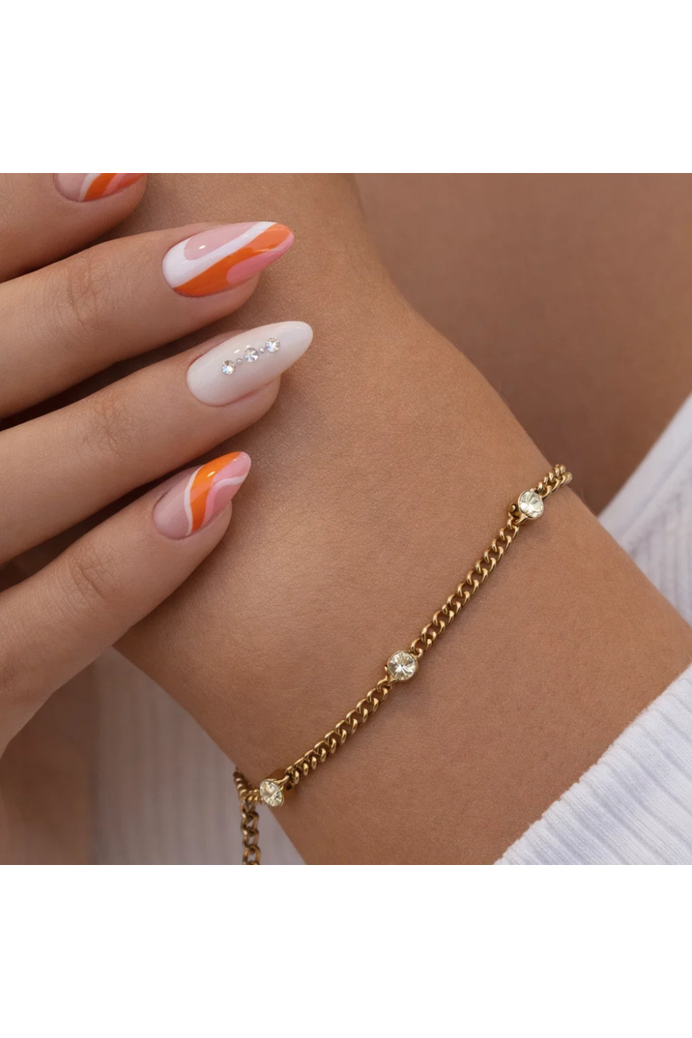Seraphina Bezel Link Bracelet, Alternate, color, Gold