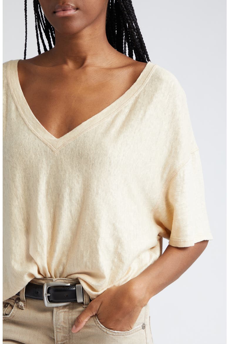 Gathered Hem V-Neck T-Shirt, Alternate, color, KHAKI