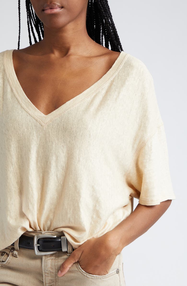 R13 Gathered Hem V-Neck T-Shirt, Alternate, color, 