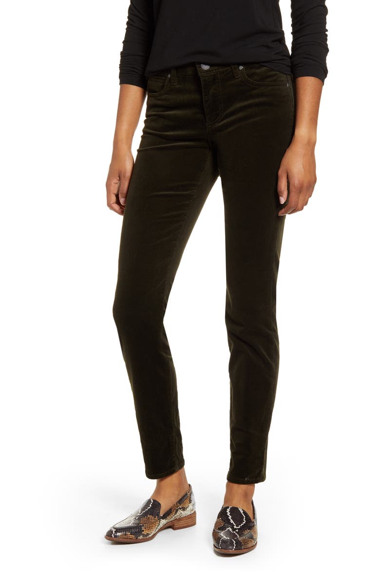 Diana Stretch Corduroy Skinny Pants, Main, color, ARMY OLIVE