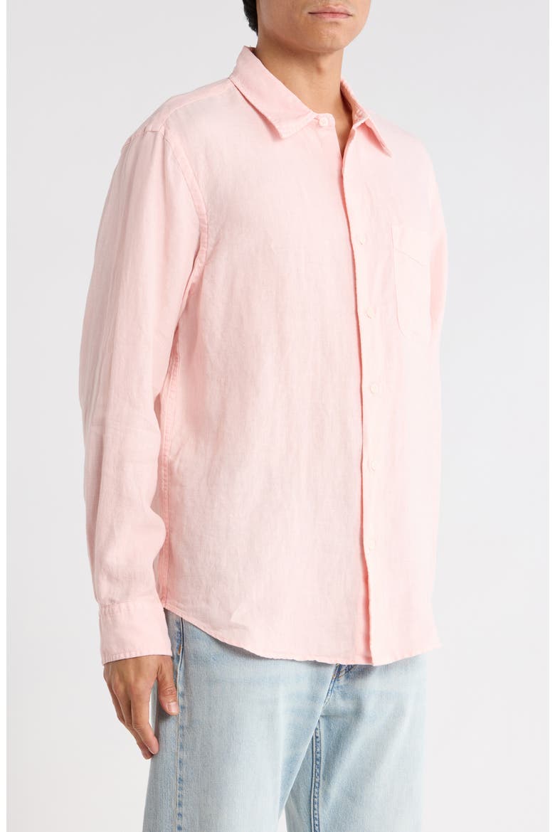 Linen & Organic Cotton Button-Up Shirt, Alternate, color, SOLID PINK