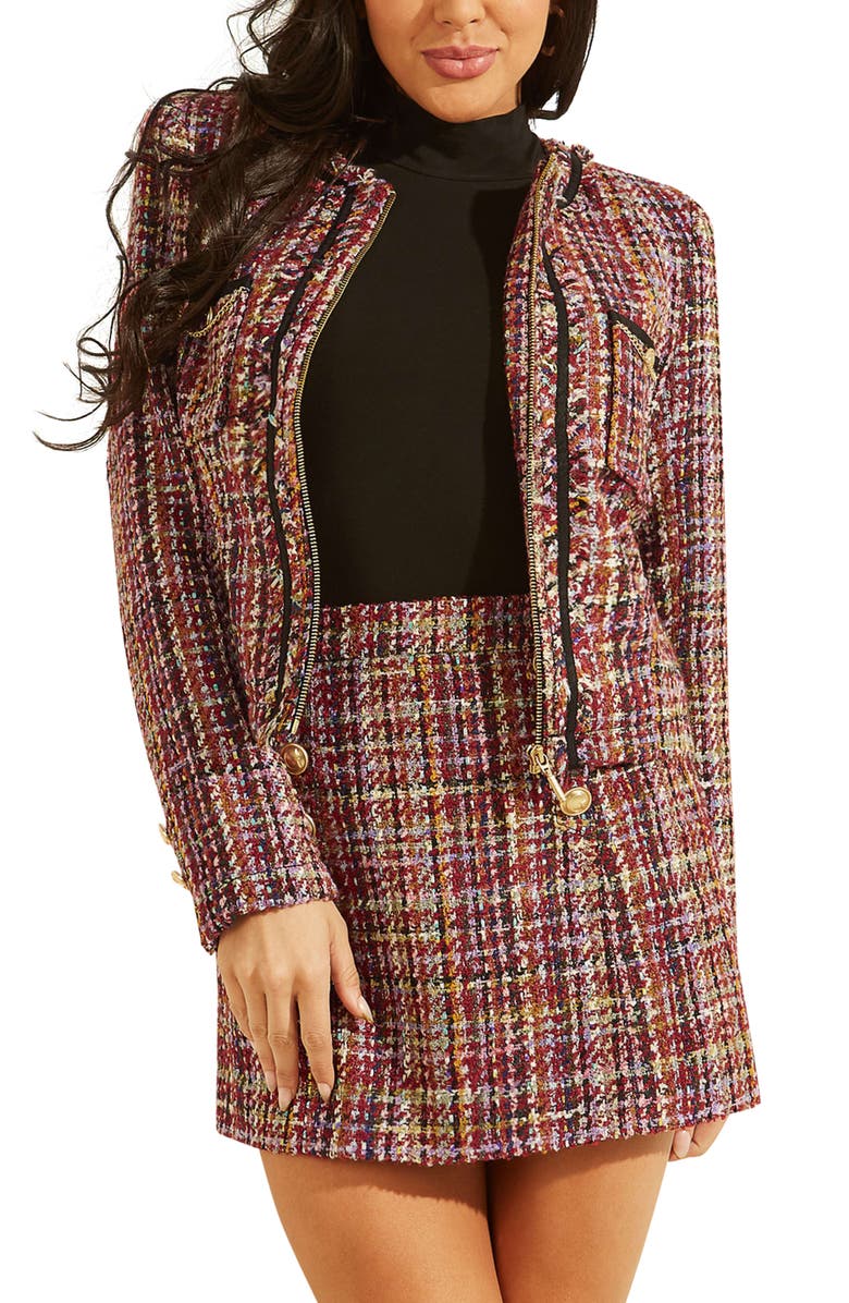 GUESS Mikaela Tweed Jacket, Main, color, 