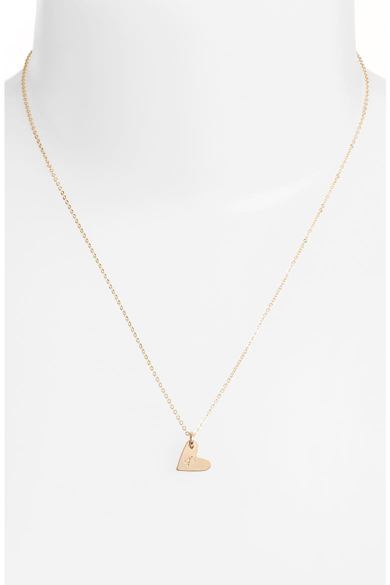 14k-Gold Fill Initial Mini Heart Pendant Necklace, Alternate, color, GOLD/ K